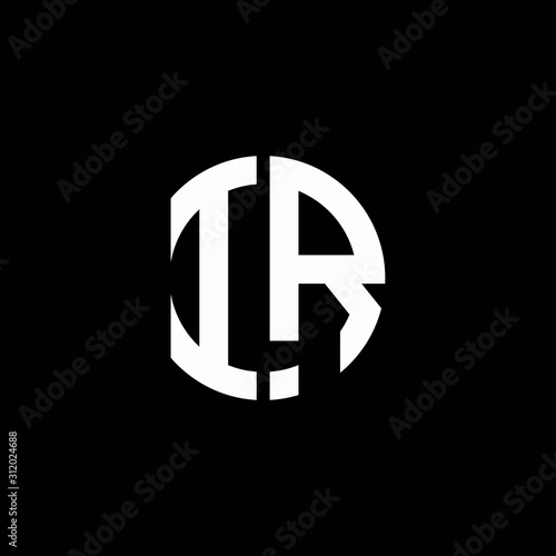 IR monogram logo circle ribbon style design template