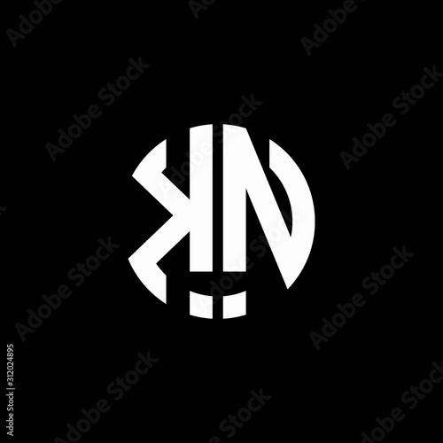 KN monogram logo circle ribbon style design template