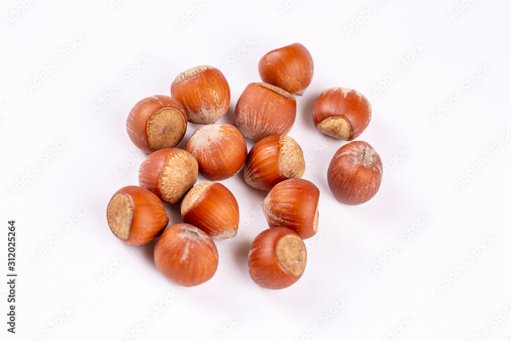 Hazelnut, Food Vega on a white background Hazelnut, Food Vega on a white background