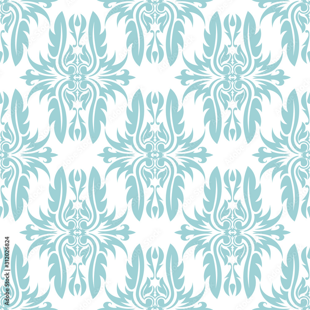 Floral seamless pattern. Blue and white background