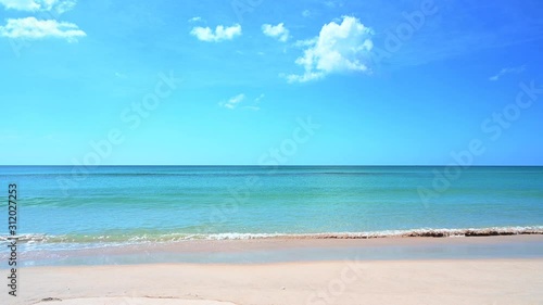 amazing Phuket Thailand tropical island beach,View of beach sea on sun light in the summer,Blue turquoise sea and white sand background.4K Video Clip