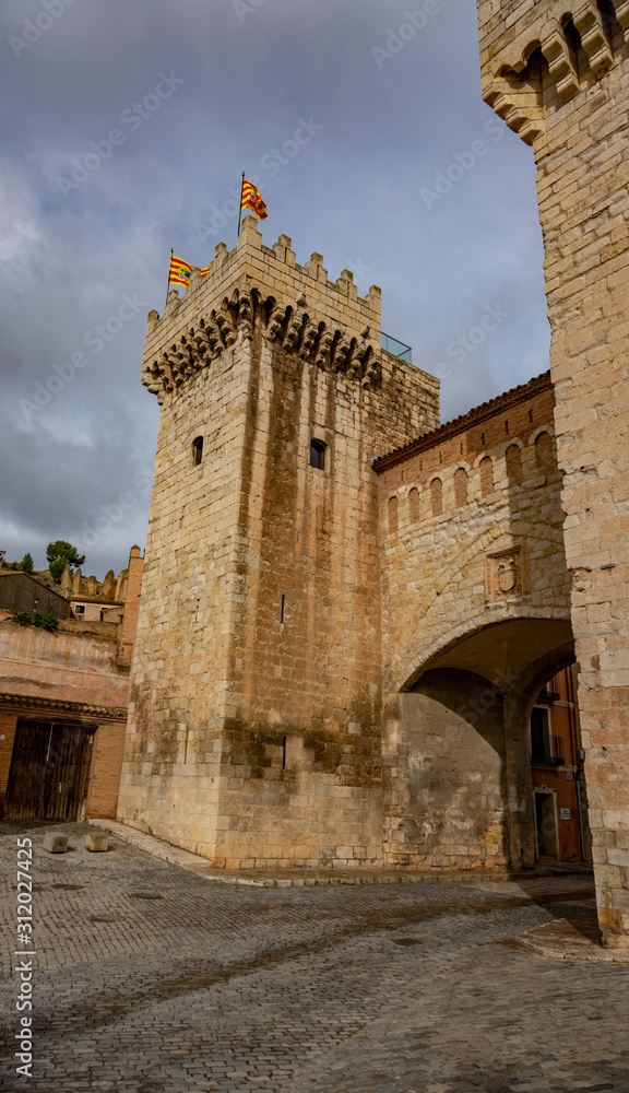 Castle towers in the entrance to Daroca