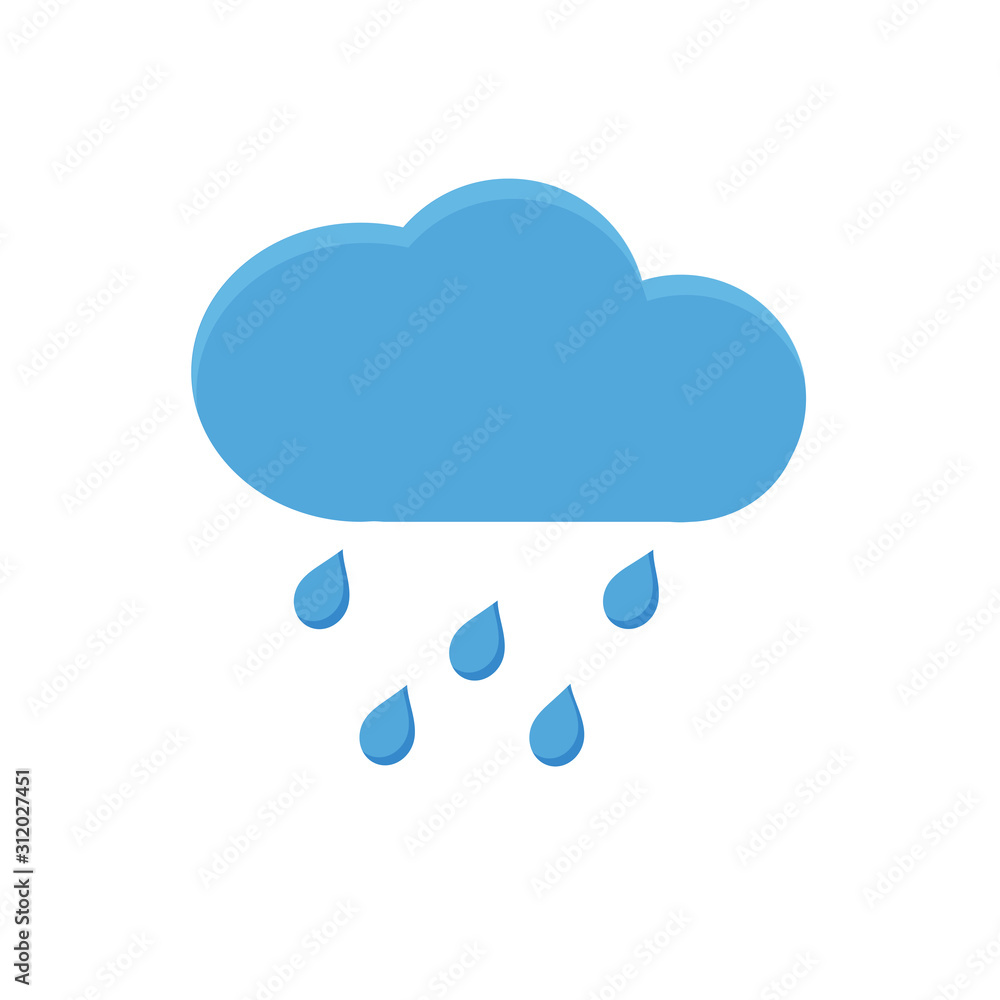 Rain Icon Sky filled with cartoon clouds Rain Icon Sky filled with cartoon clouds