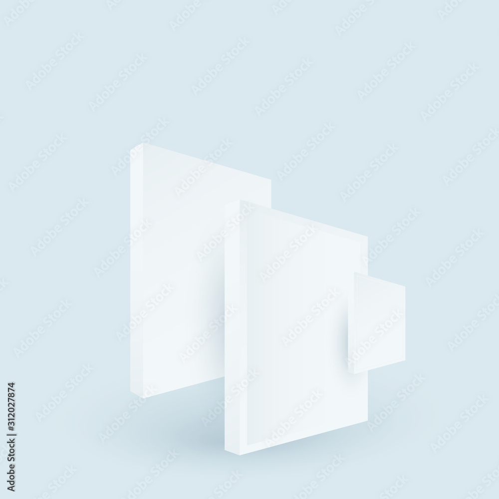 Three abstract geometric vector objects. Simple forms in 3d perspective for graphic or web design. Rectangle elements for abstract scene. Three abstract geometric vector objects. Simple forms in 3d perspective for graphic or web design. Rectangle elements for abstract scene.