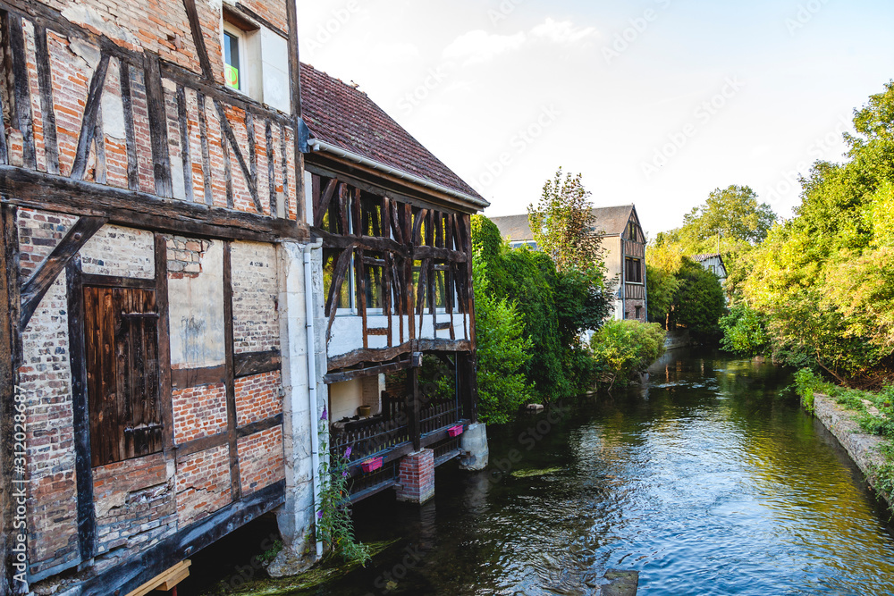 half-timbered houses in a small old town in the north of france half-timbered houses in a small old town in the north of france
