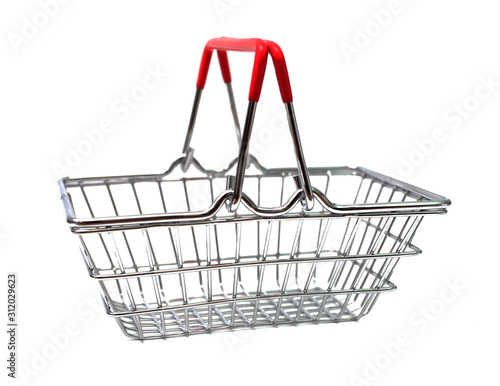 basket for a supermarket on a white background, macro, isolate