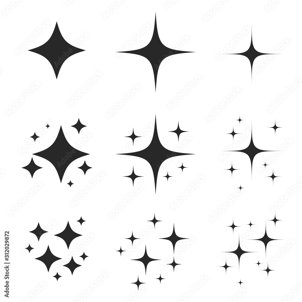 Sparkling black and white symbol vector A set of original sparkling starter icons, a shiny shine, light effect stars,shiny flash,decoration twinkle,Glowing light effect and bursts collection Vector Sparkling black and white symbol vector A set of original sparkling starter icons, a shiny shine, light effect stars,shiny flash,decoration twinkle,Glowing light effect and bursts collection Vector