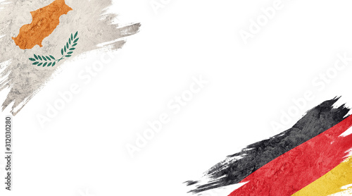 Schilderij op canvas Flags of Cyprus and Germany on White Background