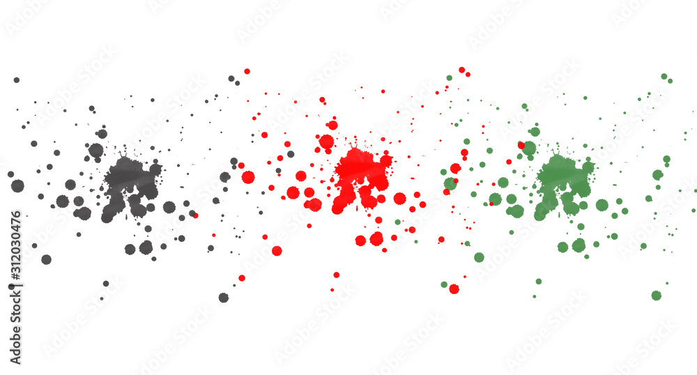 Multi-colored design blots. Spots of paint on a white background. 