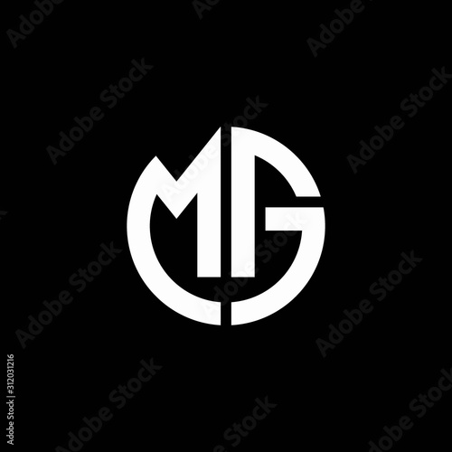 MG monogram logo circle ribbon style design template