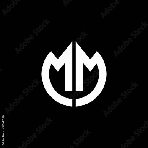 MM monogram logo circle ribbon style design template