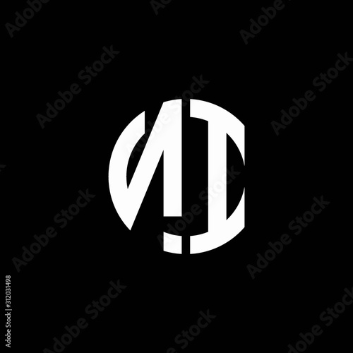 NI monogram logo circle ribbon style design template
