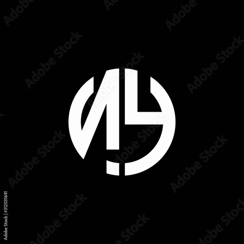 NY monogram logo circle ribbon style design template