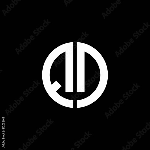 QD monogram logo circle ribbon style design template
