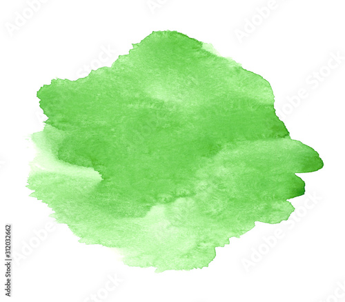 Creative green abstract watercolor art hand paint background. Artistic hand drawing on white paper.