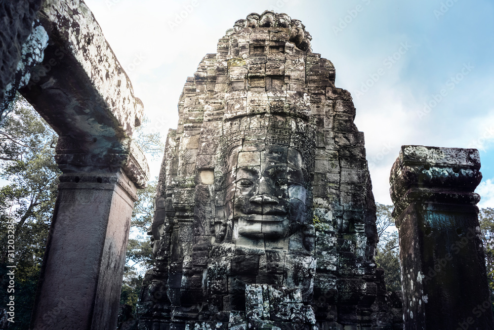  Buddha head in Bayon temple of Cambodia