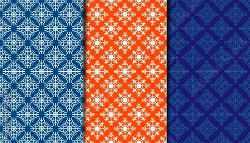 Set of seamless vector simple patterns with snowflakes. All patterns in a swatch panel.