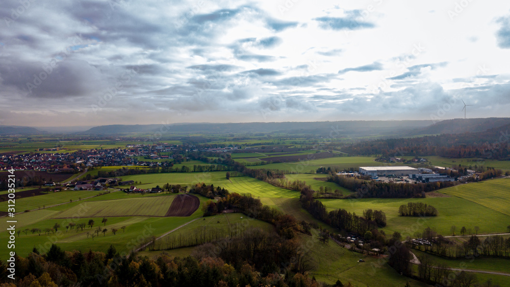 Landschaftsaufnahme mit Drohne Schwäbisch Hall, im Herbst 2019