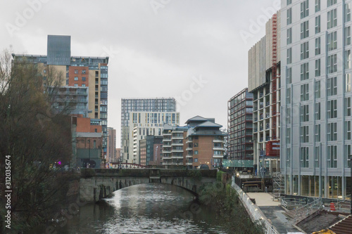 New Skyscrapers and tall buildings under construction in Manchester, UK