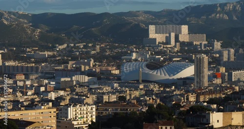  Marseille, 8th arrondissement, Bouches-du-Rône,France. The Vélodrome stadium in the 8th arrondissement.  The Orange Vélodrome photo