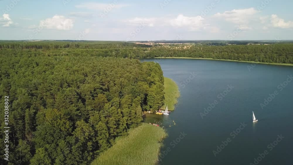 Polish summer. Drone shot on the polish lake. Polish summer. Drone shot on the polish lake.