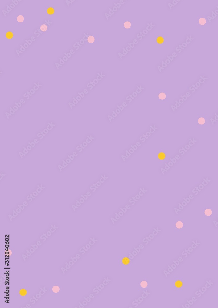 Hand drawn pastel purple texture with light abstract geometric shape and yellow dotted pattern. With empty copy space for your text. Image Illustration