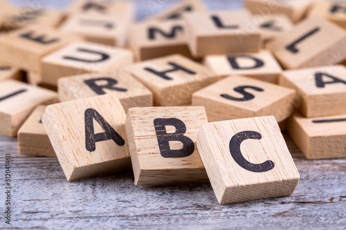 Wooden alphabet, a, b, c photo