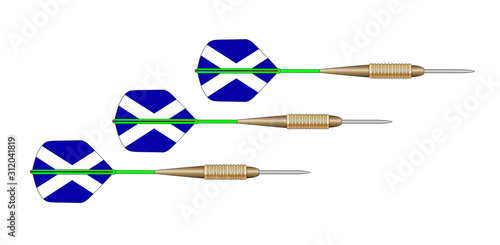 Scotland White And Blue Cross Flag Dart Set