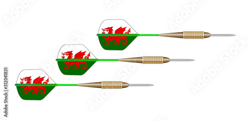 Welsh Dragon Flag Dart Set