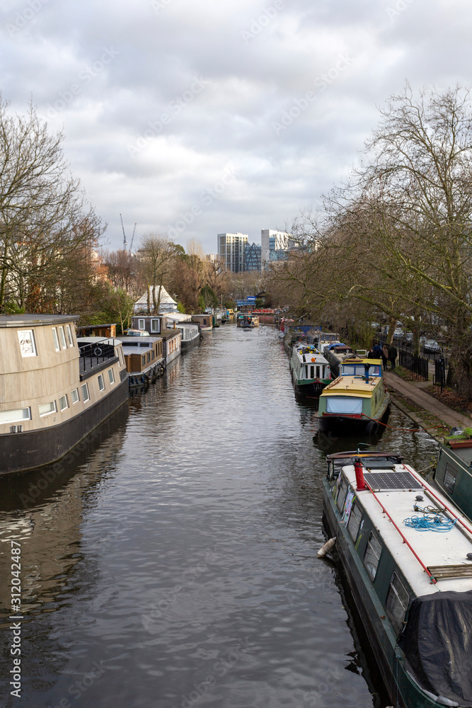 Naklejka premium Little Venice in London, Paddington on a winter day