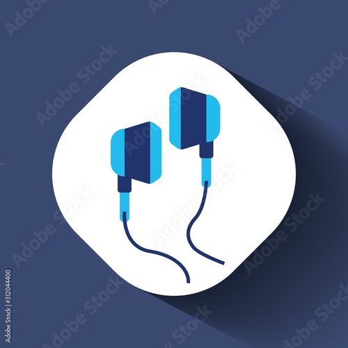 Headphones with sound wave icon isolated