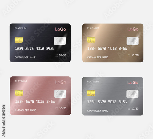 Set of Realistic detailed templates design for Debit card, Credit card.