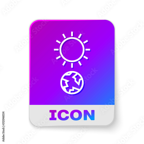 White line Solstice icon isolated on white background. Rectangle color button. Vector Illustration