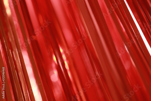 red ribbons curtain closeup for background