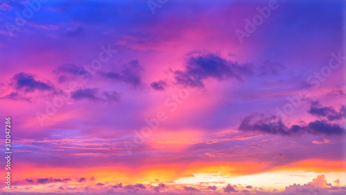 The beautiful of nature are purple sky and gray clouds. © Jare