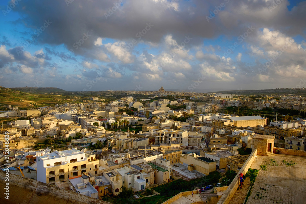 View on Victoria, the capital of Gozo Island, Malta.