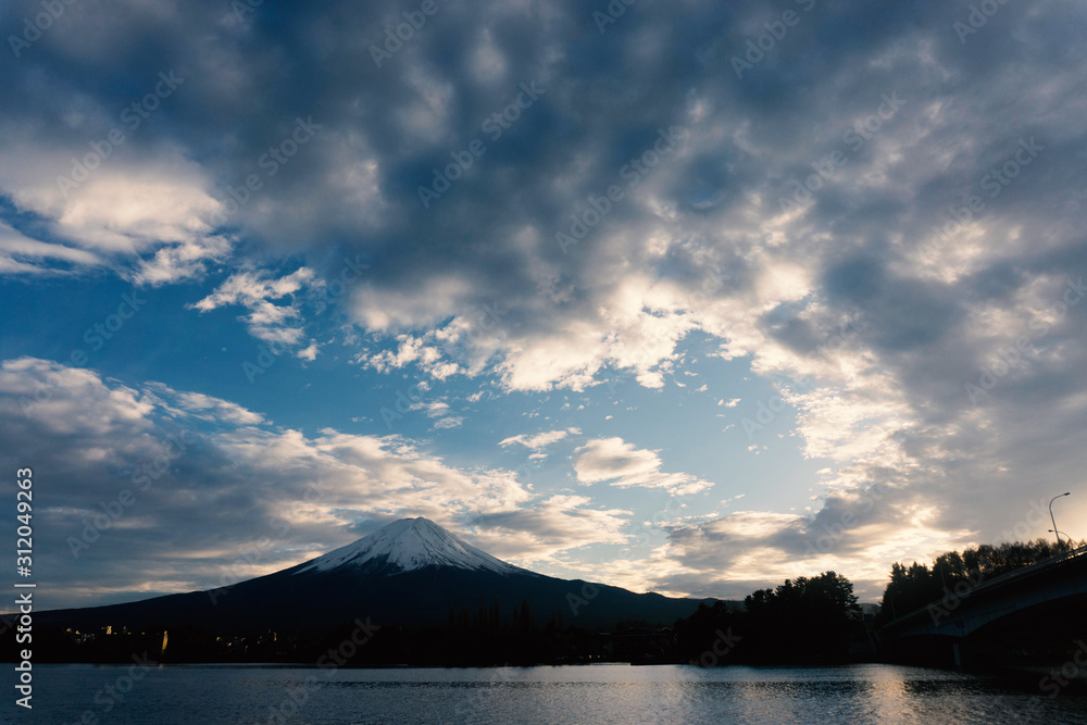 blur Fuji mountain at night