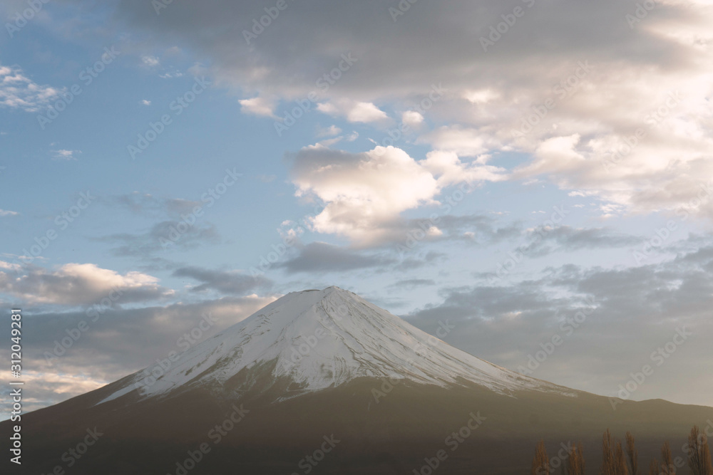 blur snow mountain with sky background
