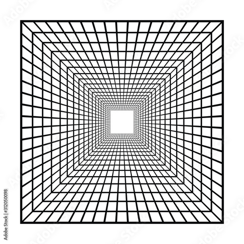 Tunnel drawing of square pixels vector