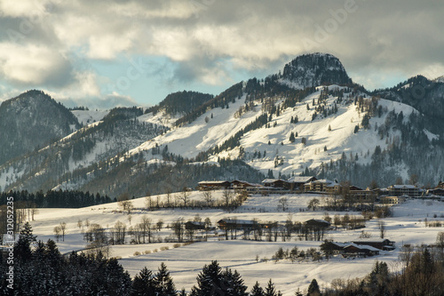 winter skiing landscape Reit im Winkl, bavaria, alps