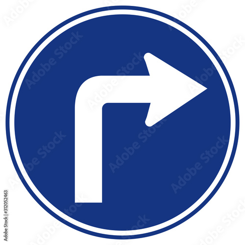 Turn Right Traffic Road Sign,Vector Illustration, Isolate On White Background Symbols Label. EPS10