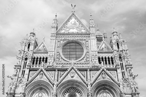 Siena Cathedral, Tuscany. Black and white vintage toned.