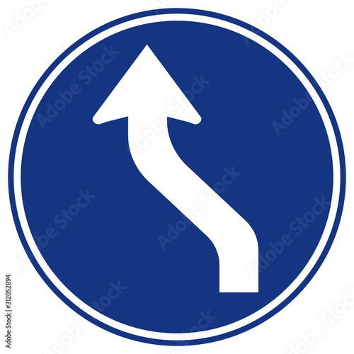 Curved Left Traffic Road Sign,Vector Illustration, Isolate On White Background Symbols, Label. EPS10