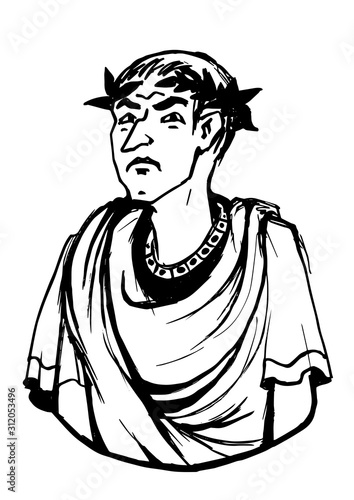 Roman emperor vector illustration people contours caesar man hand drawing