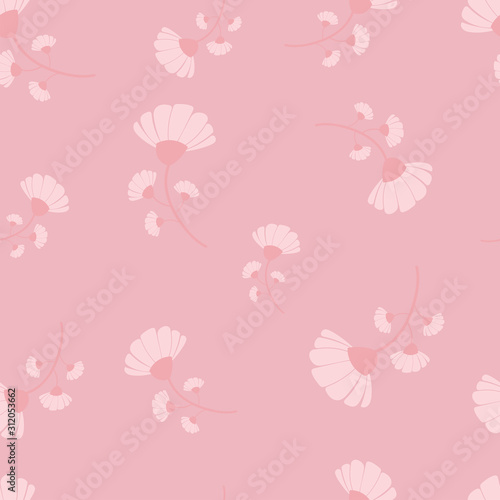 Pink flowers seamless repeat pattern with pink background.Elegant floral background.Floral pattern for wallpapers, design, packaging, wrapping paper, decor, textile, fabric. © AZ Studio