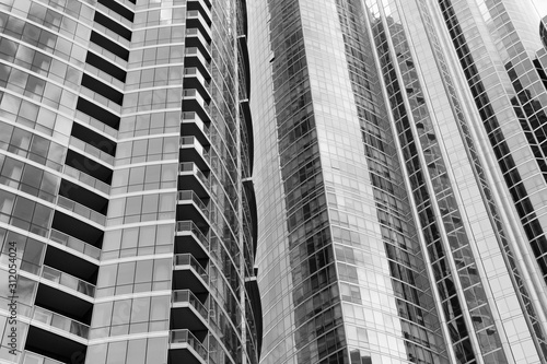 Chicago skyscrapers. Vintage filtered black and white tone.