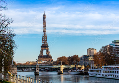 Eiffel tower with bridge and seine © John-Willem 