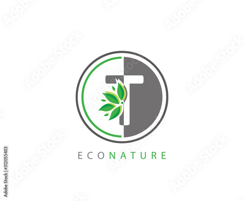 Free Download T Letter Circle Eco Green Leaf Logo - GFXLoad