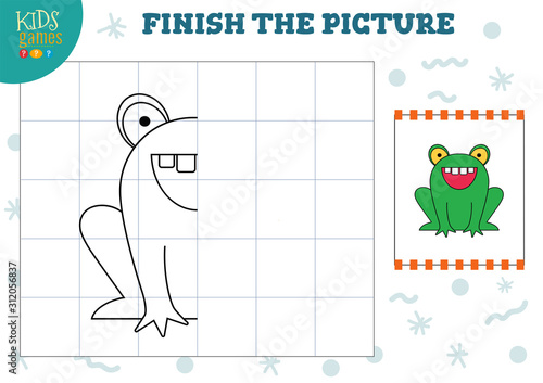 Copy picture vector illustration. Complete and color game for preschool and school kids