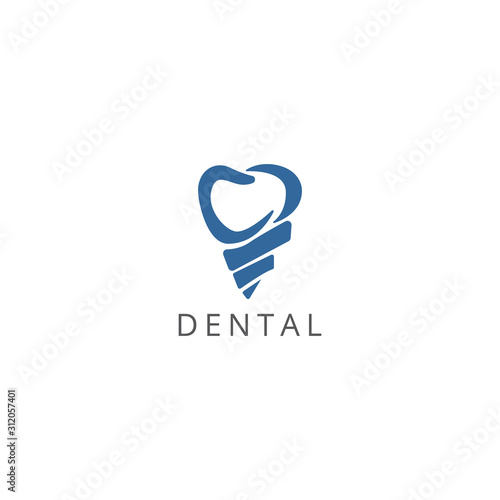 Dental Clinic Logo Tooth abstract design vector template Linear style. Dentist stomatology medical doctor Logotype concept icon.